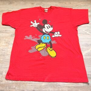 Vintage 90s Mickey Mouse Big Print T-Shirt Disney Single Stitch One Size Red
